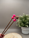 Amigurumi-Stick | Teddy dunkel | pink
