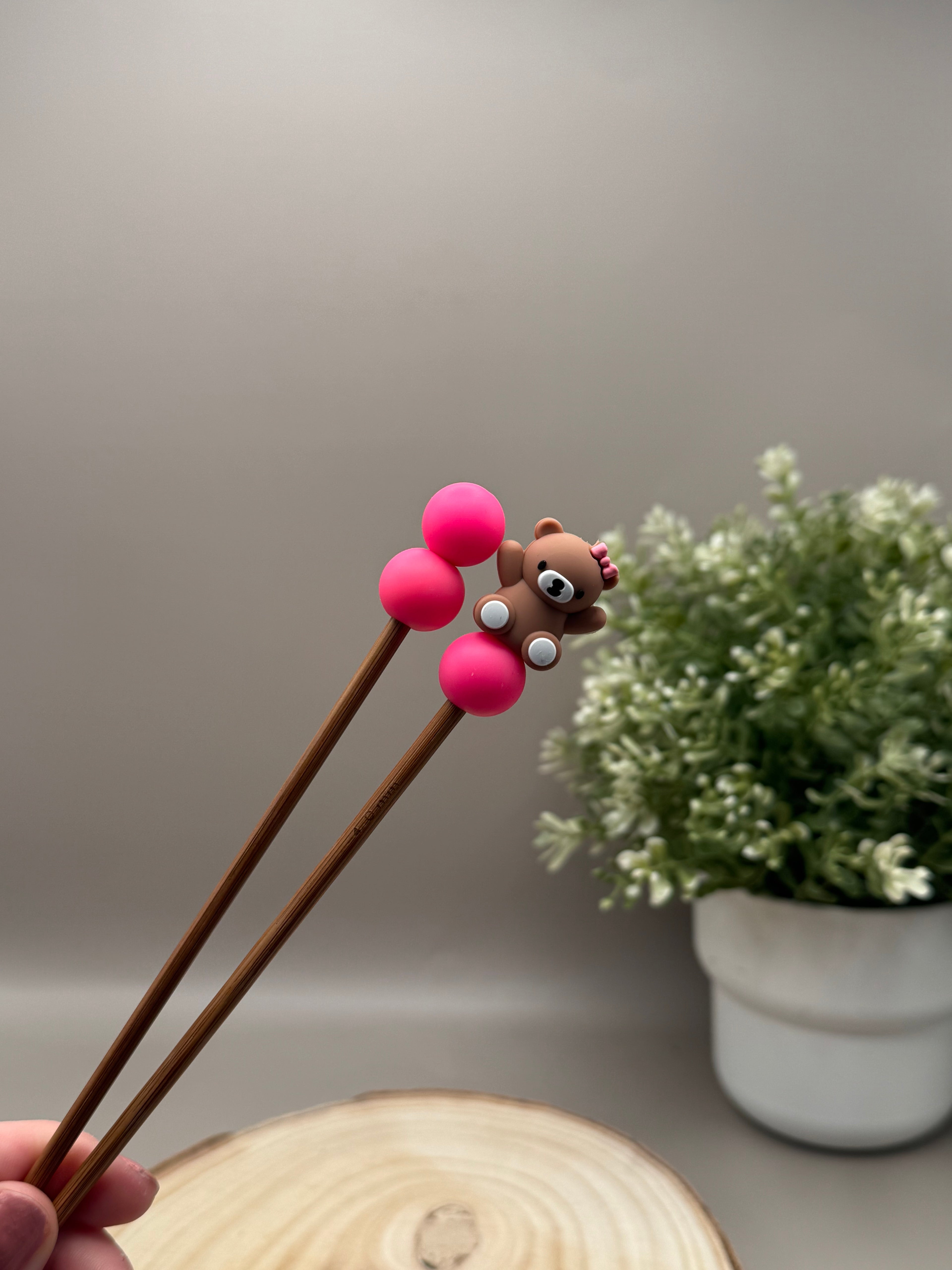 Amigurumi-Stick | Teddy dunkel | pink
