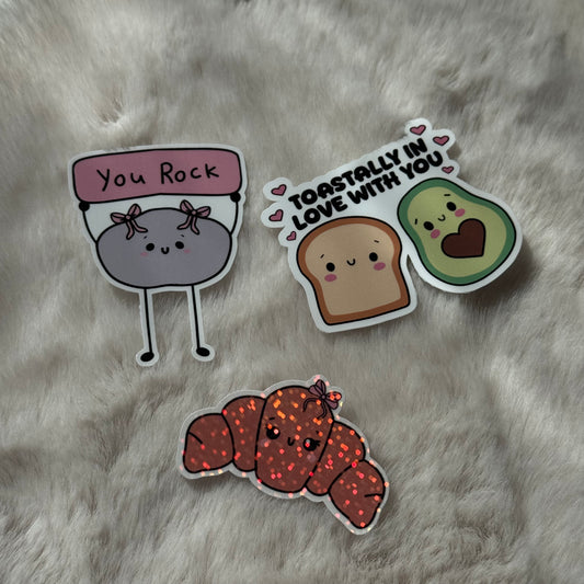 Sticker Set; Croissant, Toast&Avocado, You Rock 