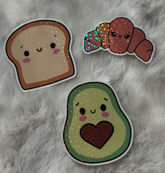 Stickerset 2; Toast, Avocado, Croissant